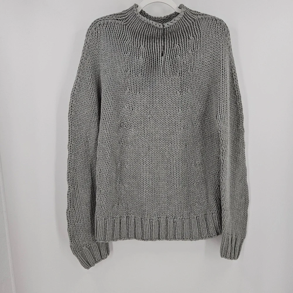 Vintage J. Crew Rollneck Handknit Sweater Gray Fisherman NWT Oarsman L
